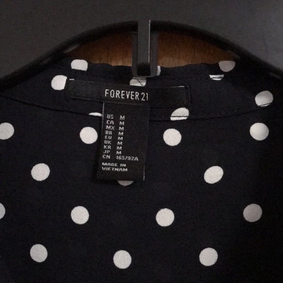 💙🤍 Forever 21 Polka Dot sheer button down - Picture 2 of 4